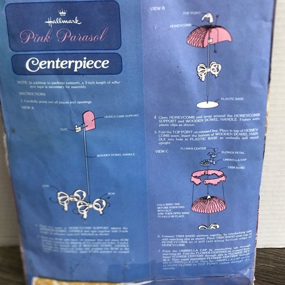 NOS Vtg Hallmark Pink Parasol - Picture 5 of 14